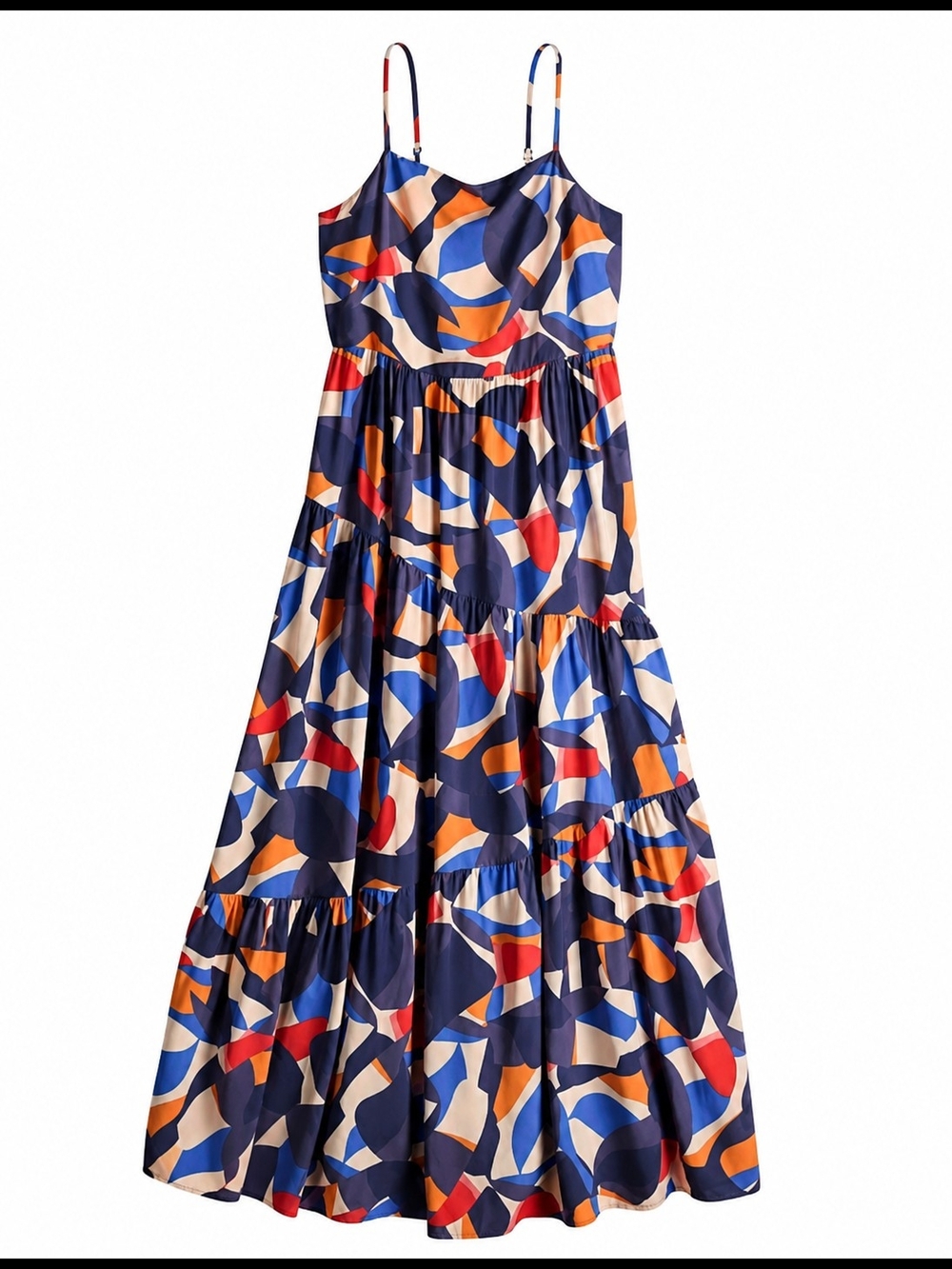 NWT Nine West Navy Multicolor Abstract Print Maxi Dress